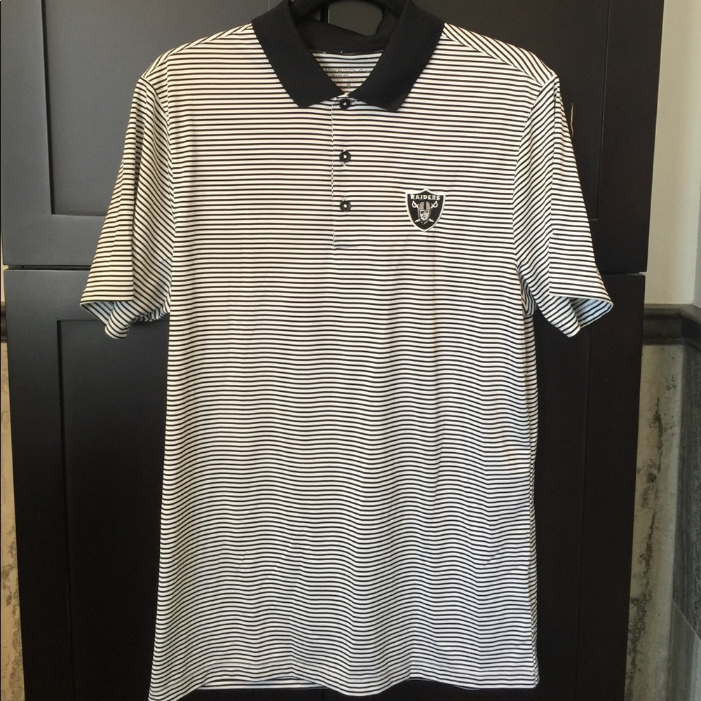 RAIDER’S Golf Polo~ Nike Black and White Striped